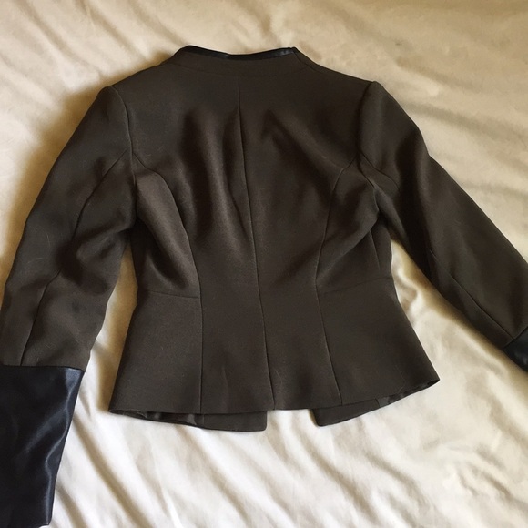 Forest green Blazer jacket with pleather cuffs - Picture 4 of 4